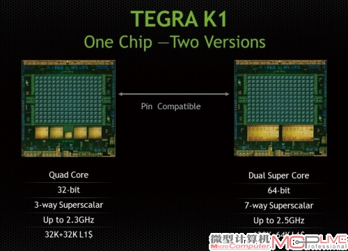 Tegra K1的两个版本，发烧友普遍表示更看好“丹佛架构”的首秀。